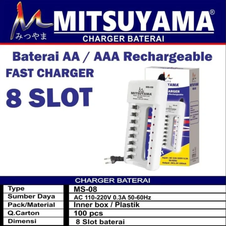 (Bayar Di Tempat) Fast Charger 8 Slot Alat Cas Baterai AA Dan AAA ...