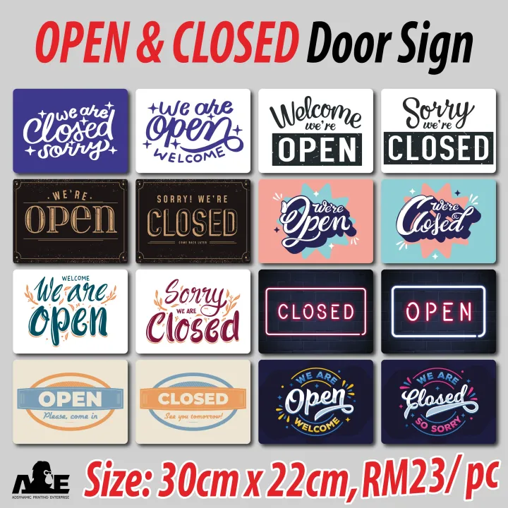 Open & Close Door Sign | Sign Kedai Buka & Tutup | 营业关店门牌 | Variety of ...