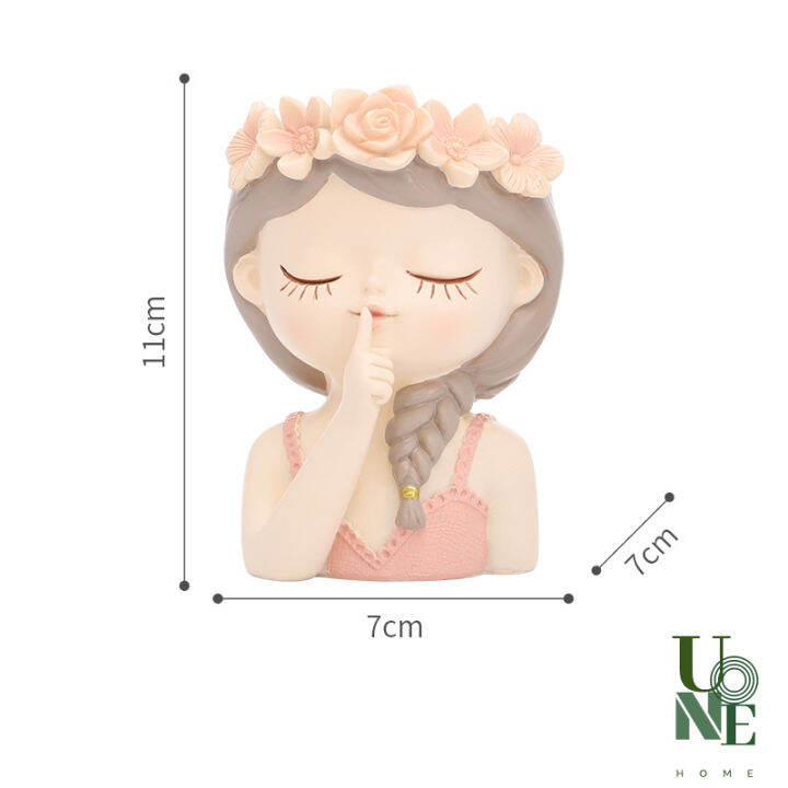 uonehome-พร้อมส่ง-h080-รูปปั้นกระถางดอกไม้นางฟ้า-กระถางไม้อวบน้ำ-ขนาดเล็ก-แต่งสวนน่ารัก-รูปปั้นเด็กสาว-สไตล์โมเดิร์น-วัสดุเรซิน