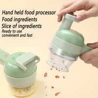 【CW】 4 In1 Multifunctional Electric Vegetable Cutter USB Charging Handheld Garlic Grinder Masher Food Slice Cutting Pre