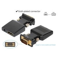 โปรโมชั่น HDMI Female to VGA Male Converter+Audio Adapter Support 1080P Signal Output (Black) ราคาถูก สายดิจิตอล สายHDMI สายทีวี สายสัญญาณทีวี