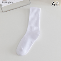 Jettingbuy】ถุงเท้าผู้หญิงสีดำสีขาว,ถุงเท้ารัดข้อกลางฤดูใบไม้ร่วงฤดูหนาวถุงเท้าผ้าฝ้ายสไตล์เกาหลีเทรนด์อินสถุงเท้าออกแบบย้อนยุคสำหรับนักเรียน