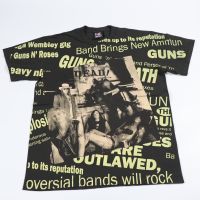 เสื้อวงGuns N Roses ลายโอเวอร์ปริ้น ตะเข็บเดี่ยวบนล่าง สไตล์วินเทจ สกรีนทั้งตัว ผ้านอก เสื้อOVP เสื้อโอเวอร์ไซส์ เสื้อวงดนตรีต่างประเทศ