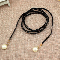 Miss Lan Women Belt Style Candy Color Waist Chain  Rope Braided Big Pearl Dress Belt Casual Thin Belt For Dress