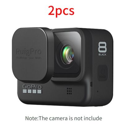 เคสฝาครอบเคสโทรศัพท์แบบกระจกนิรภัยฝาครอบกันขีดข่วนเลนส์ซิลิโคนสำหรับอุปกรณ์เสริม Gopro Hero 8กล้องแอ็กชันสีดำ