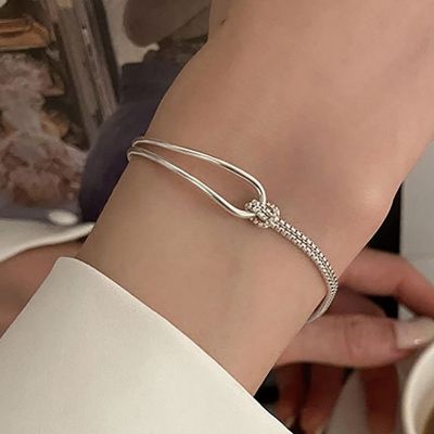 Silver Color Bracelet For Women New Trend Vintage Creative Hollow Sweet Knot Jewelry Birthday Gifts