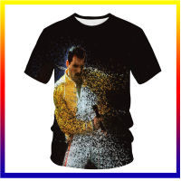 เสื้อยืด Freddie Mercury The Queen Band พิมพ์ 3 มิติผู้ชายผู้หญิงแฟชั่นเสื้อยืดสีดำเด็กผู้หญิงฮิปฮอปท็อปส์ซูเสื้อยืดวงร็อคเครื่องแต่งกาย XS-5XL