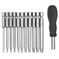 【CW】 Pack 75Mm Torx Screwdriver Bit Set 1/4 Inch Shank T6-T40 Star With 1 Handle