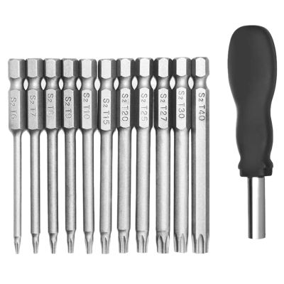 【CW】 Pack 75Mm Torx Screwdriver Bit Set 1/4 Inch Shank T6-T40 Star With 1 Handle