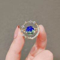 Cute Earth Moon Star Brooch Blue Planet Anti Stray Pin Coat Scarf Brooches