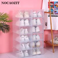 6pcs/Set Fold Plastic Shoes Thickened Transparent Drawer Shoe Boxes Stackable Organizer Shoebox