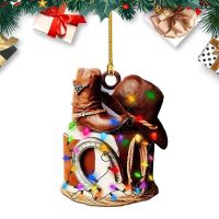 【jw】♀✓❡  Espelho Retrovisor Acessórios Pingente De Chapéu Cowboy Enfeites Cabide Vaqueira Do Carro Acessórios Decoração Árvore Natal