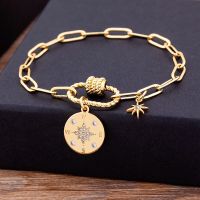 New Fashion Luxury 17 Styles Link Chain Star Pendants Bracelet for Women Men Copper Zircon Gold Color Rhinestone DIY Jewelry