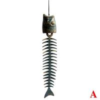 Fish Bone Wind Chime Pendant Classic Retro Fishbone Cast Iron Metal Wind Chimes Living Room Balcony Garden Decoration Art Gift