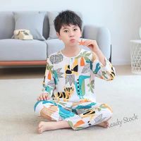 【Ready Stock】 ✼❦► C22 Baby Boys Pajamas Long Sleeved Childrens Clothing Sleepwear n Pajama Cotton Pyjamas Sets For Kids 6 8 10 12 14 Years