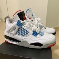 AJ4 red and blue mandarin duck air cushion basketball shoes for men and women of the same style retro fashion trend ins all-match comfortable sports shoes