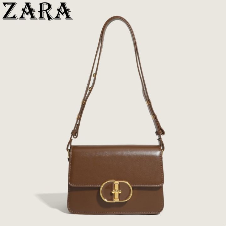 zara-caramel-square-กระเป๋าแบบหนีบแขน2023ฤดูใบไม้ร่วงและฤดูหนาวใหม่-high-end-retro-หนึ่งไหล่กระเป๋าเอกสารทรงสี่เหลี่ยมขนาดเล็กหญิง