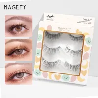 MAGEFY 3 pairs of natural false eyelashes C-degree curling eyelash extension