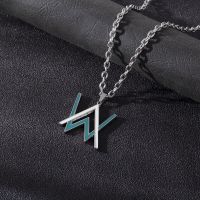 Stainless Steel Hip Hop Pendant Necklace Electronic Music Luminous Alan Walker Necklace Pendant Jewelry Gift for Women Men Fashion Chain Necklaces