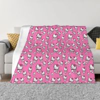 （Contact customer service for customizable blankets）Kitty Cat White Manga anime warm blanket, soft flannel throw blanket, suitable for spring and autumn office sofa beds(Coral plush blankets in stock)