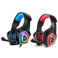 ฮันเตอร์สไปเดอร์ V1 Headset Gaming Stereo เบสลึกหูฟังเล่นเกมพร้อมไมโครโฟนไฟ LED สำหรับ PS4 PC + เมาส์สำหรับเล่นเกมส์ + แผ่นรองเมาส์