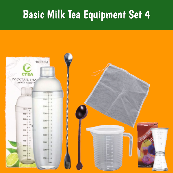 Milk Tea Equipment Set, Shaker / Scooper / Strainer / Jigger / Tea Net