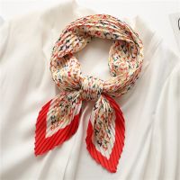 【CW】 Crinke Silk Scarf Print Luxury Neck Tie Female Hand  Wrist Foulard Shawl Hijab Bandana Hair Echarpe 2022 New