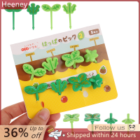 ? Heeney 8pcs ผลไม้ส้อมมินิการ์ตูนใบไม้ขนมเค้กสัตว์ตกแต่งอาหารหยิบ