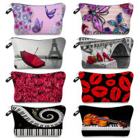 【2023】Hot Sale R Red Waterproof Makeup Bag Fashion Women Cosmetic Bags Piano Butterfly Organizer Toiletry Bag For Print Customized 【hot】