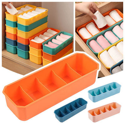 Stackable Socks And Underwear Storage Box Multi-function Plastic 5 Compartments Underwear Boxes Drawer Organizers Free Shipping