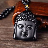 Obsidian Buddha Head Amulet จี้ Tathagata Buddha Blessing สร้อยคอทางศาสนาพุทธเครื่องประดับผู้ชายและผู้หญิงของขวัญ