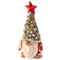 《Glass house》 Christmas Dwarf Figurines Gnome Christmas Tree Tabletop Christmas Tree For Table Desk เครื่องประดับตกแต่งคริสต์มาส