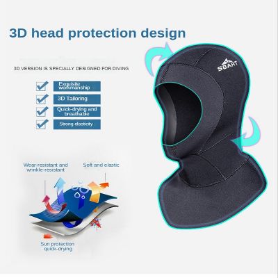 3mm Neoprene Diving Hood Warm Swimming Cap Adult Wetsuit Helmet for Swimmer Snorkeling Kayak Bodyboard Surfing Diving Equipment