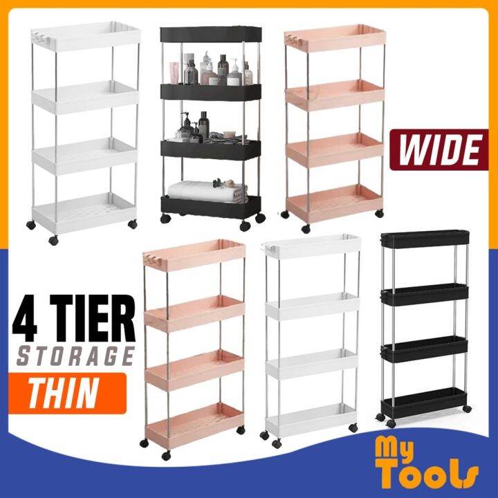 Mytools 4 Tiers Kitchen Bathroom Rack Wide Slim Space Saver Storage Shelf Shelves Toilet Rack w