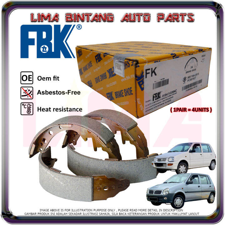 Perodua Kancil Rear Brake Drum Shoe , Brake Lining Shoes FBK *Original