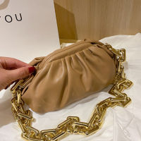 Luxurious Gold Chain Handbag 2020 PU Leather Thick Chain Cloud Bag Shoulder Bag Fashion Simple Crossbody Bag