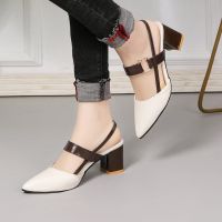 Fashion Elegant Womens Sandals 2022 Summer Casual Classic Office Chunky Heel Wedding Shoes Women Plus Size 35-42 Pumps Shoes