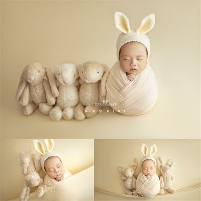 Dvotinst อุปกรณ์ประกอบฉากการถ่ายภาพเด็กทารกแรกเกิดน่ารักถักหมวกกระต่าย Rait หมวกมีหูตุ๊กตาขนยาวของตกแต่งในสตูดิโอภาพถ่าย