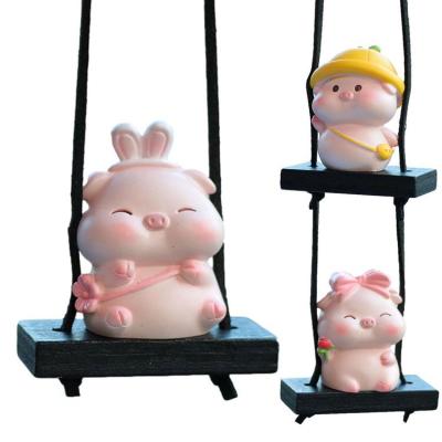 Pig Swing for Car Mirror Automotive Rear View Mirror Pendant Cute Flying Pig Charm Rearview Mirror Ornament Car Interior Swinging Decoration for Vehicle Office Garden Classroom expedient