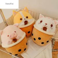 SUNNYFAN ของขวัญวันเกิดของขวัญคริสต์มาสของเล่นตุ๊กตาผ้ากำมะหยี่เด็กหมอนนุ่มตลกหมอนสำหรับนอนแมวสุนัขตกแต่งตุ๊กตายัดไส้ถ้วยชาหมอนอิงชุดชาเซรามิกหมูตุ๊กตาหนานุ่มของเล่น Plushie