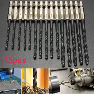 HH-DDPJ15pc Hexagonal Black Twist Drill 3mm4mm5mm High Speed Steel Nitriding Drill Set With Wood And Metal Holes