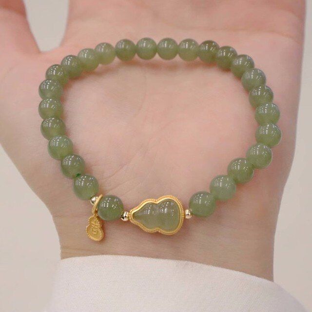 classical-natural-hotan-jade-green-gourd-beaded-bracelet-for-women-female-fresh-light-luxury-bangles-party-jewelry-gift