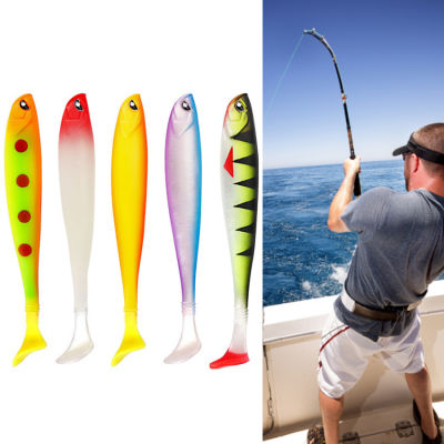 5ชิ้น T-Tail Soft Fish 12เซนติเมตร/10กรัมกับร่องด้านหลังนุ่มจำลองล่อ