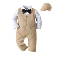 [COD] Childrens wholesale first-hand source Korean version with hat baby one-piece romper autumn long-sleeved boy clothes