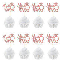 24/12 ชิ้น Glitter แหวนเพชร Miss to Mrs Cupcake Toppers สำหรับงานแต่งงาน Party ตกแต่งเค้กเจ้าสาวอุปกรณ์-Luqiande