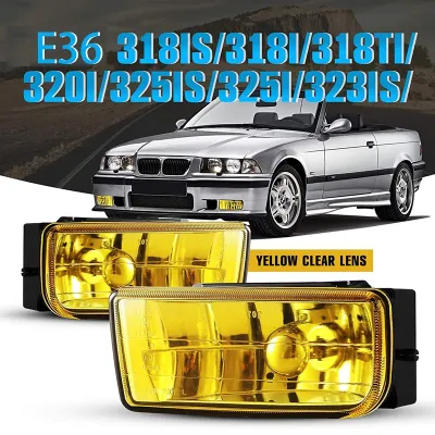 E36 Fog Lights for -BMW M3 (E36) 3 Series 1992-1999 Fog Lamps Replacement Assembly 1 Pair (Yellow Lens)