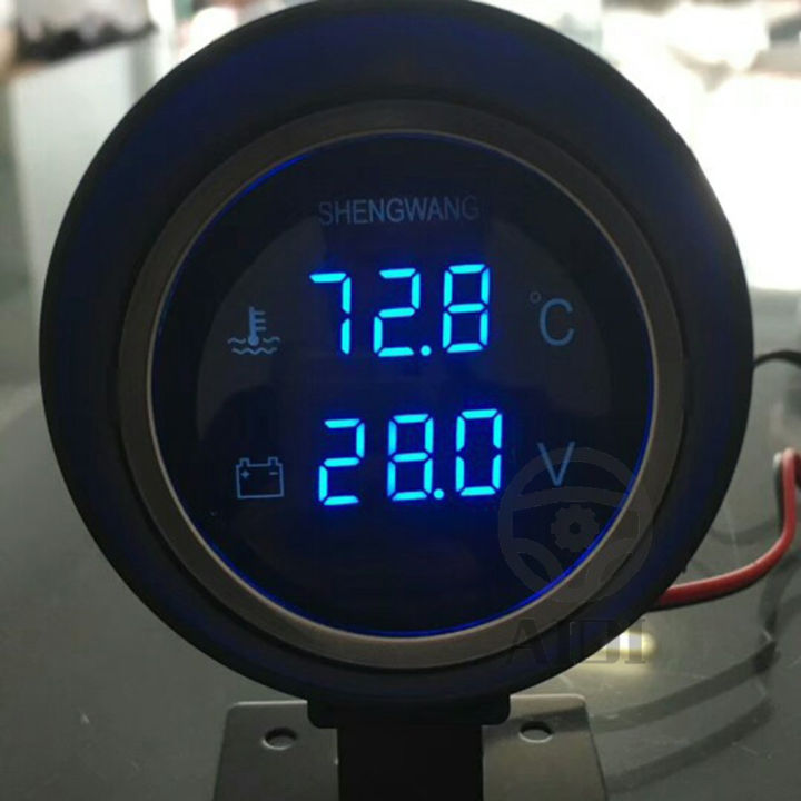 พร้อมเซนเซอร์-10mm-2-in-1-ตัววัดค่าแรงเคลื่อนไฟฟ้า-12v-24v-โวลต์มิเตอร์-เกจวัดความร้อน-รถน้ำวัดอุณหภูมิ-มาตรวัดอุณหภูมิ-มาตรวัดแรงดันไฟ