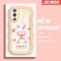 JIUMOO เคสสำหรับ VIVO Y76 5G Y76s Y74s 5G เคสการ์ตูนกระต่ายสตรอเบอร์รี่ดีไซน์ใหม่สร้างสรรค์เคสโปร่งใสลายกล้องถ่ายรูปซิลิกาเจลฝาครอบป้องกันขอบลอนเคสมือถือกันกระแทกแบบใสนิ่ม