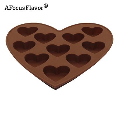 ；【‘； 1 Pc 10 Holes Heart-Shaped Chocolate Molds Ice Lattice Molds Silicone Soap Cake Wedding Decoration Kitchen Cake Baking Tools
