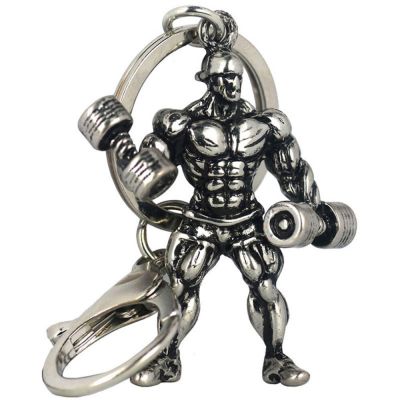 1 PC Alloy Key Chain Strong Man Dumbbell Keychain Men Fitness Bodybuilding Key Chains For Car Wallet Keys Ring Gym Gifts Key Chains